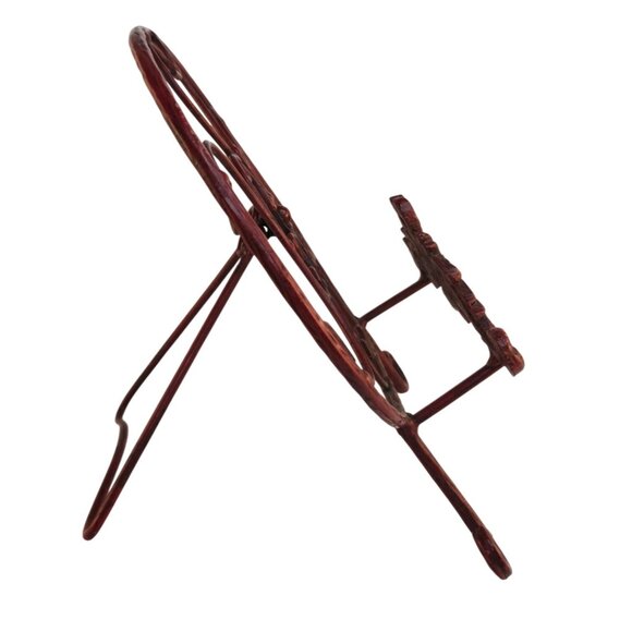 Red Scrolled Metal Decorative Plate Stand Holder Red Cast Iron Home Kitchen Art - Picture 2 of 15